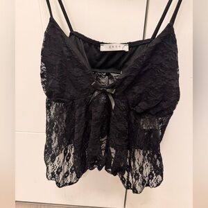 Black Lace Camisole Size M Sheer Stretch Y2K Coquette Lingerie Cami